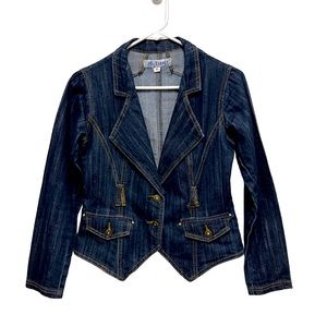 😍 Unique fitted retro blazer style denim jacket bejeweled buttons